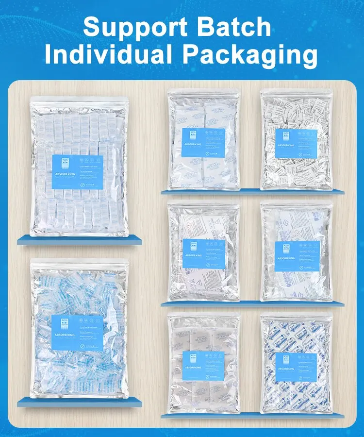 Customize Logo Silica Gel Desiccant Pack Food Grade 1g 2g 5g 10g 20g 50g Silica Gel Packets A/W 5gm Plastic Bag 5 Grams