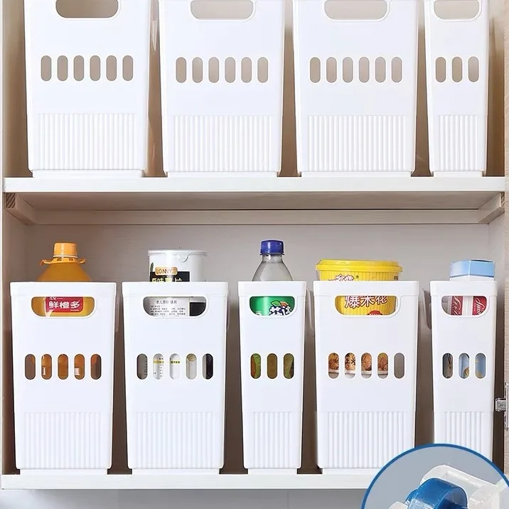 Plastic kitchen storage office folder transparent storage handle pulley storage basket
