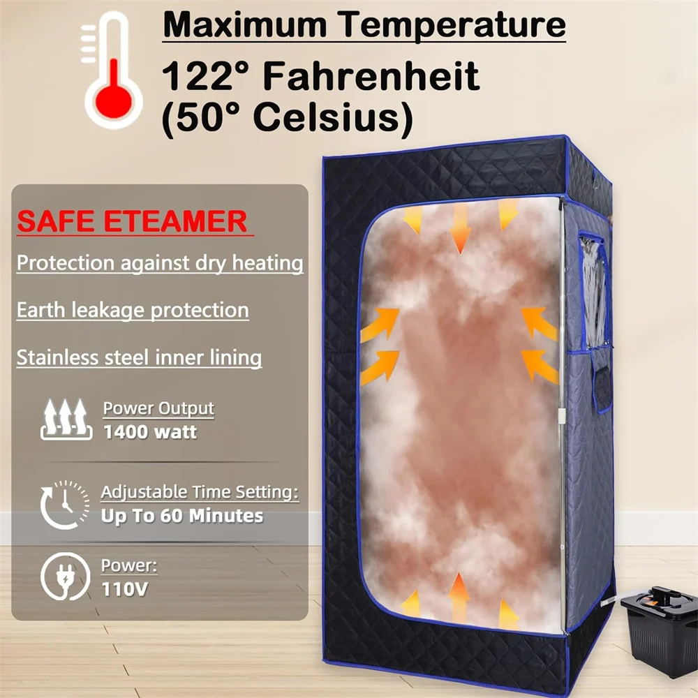 Portable Sauna Tent For Home 1400 Watt Steamer Indoor Sauna Steam Room 4L Remote Control Portable Foldable Sauna Room