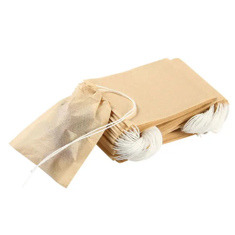 White Brown Biodegradable Eco Friendly Filter Paper Empty for Loose Tea Tea Packaging Free Tea Package Teabag Drawstring