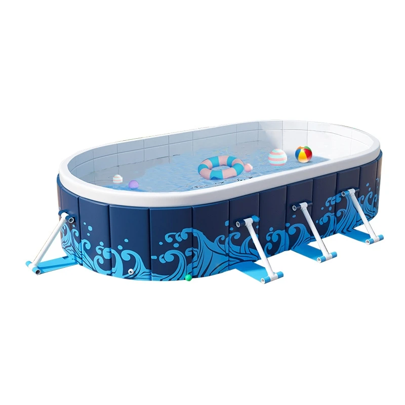 Portable folding pool with triangular support design Good stability Thickened plastic pole Strong support