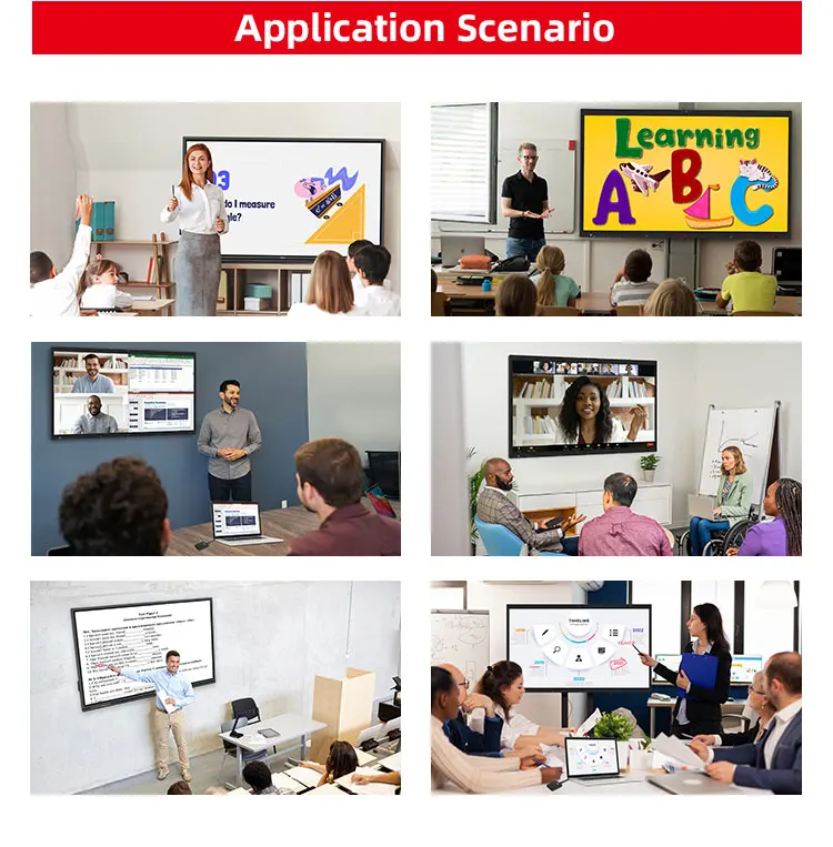 65 75 85 98 Inch School Education Equipment IR Touch Screen 4K Display All in One PC Smart Digital Board Interactive Whiteboard
