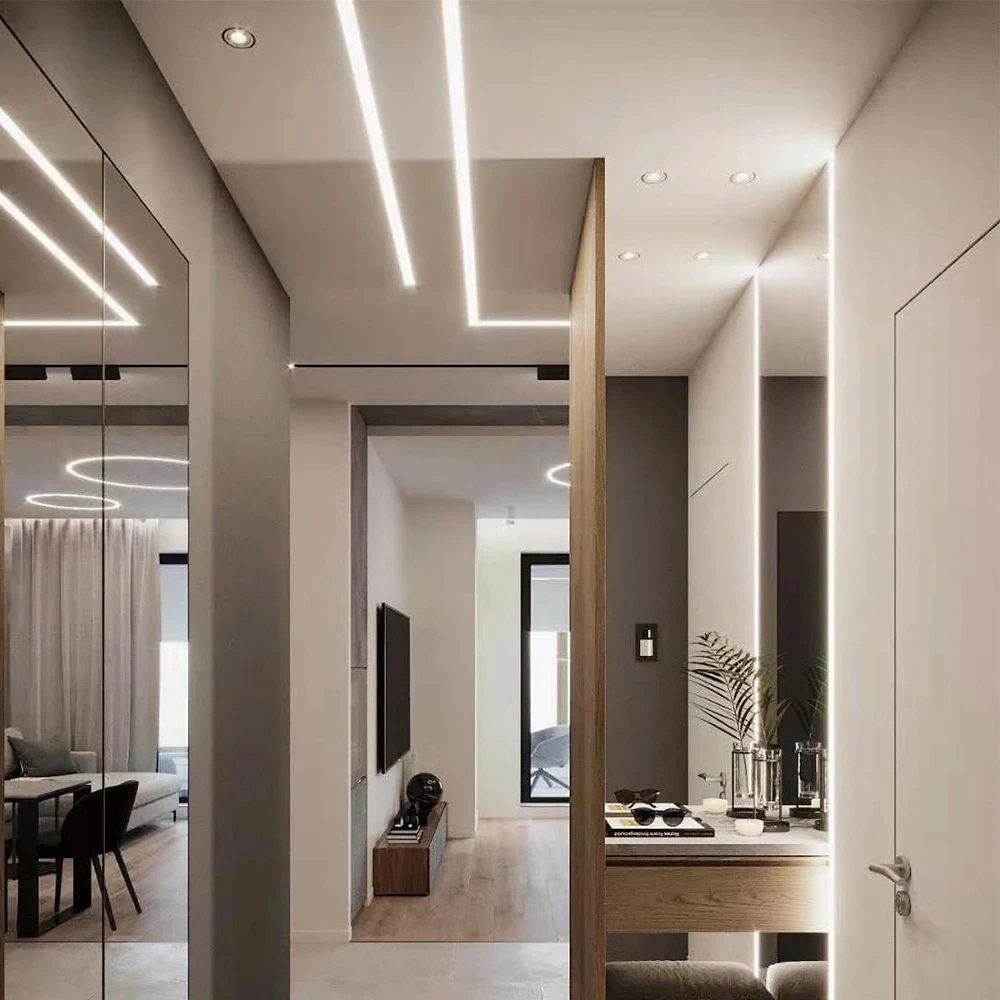 Customization for ceiling bar Lighting strips 1m 2m 3m alu channel recessed drywall gypsum wall plaster in aluminium led profile