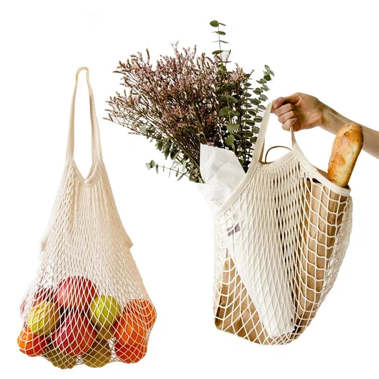 Cheap Large Reusable Organic Cotton Tote Mesh Shopping String Net bag For Vegetables And Package