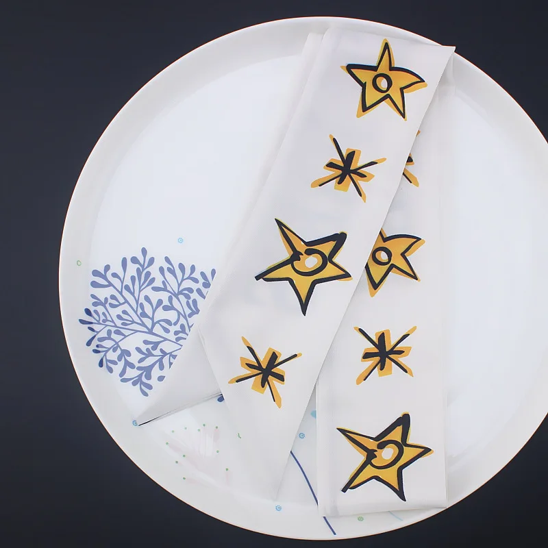 Five-pointed Star Printed Woman Tarot Imitated Silk Hair Band Bag Warps Wristband Scarf