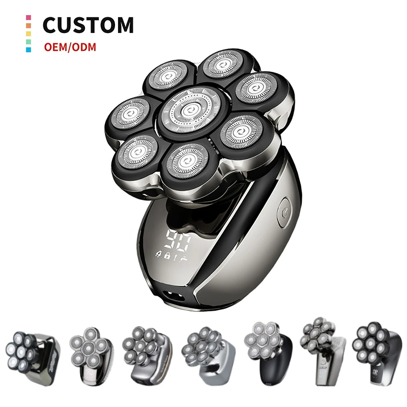 Customized Logo Multi Electric Rechargeable Shaver Cordless Multi Headed Profesional Beard Head Shaver For Bald Men