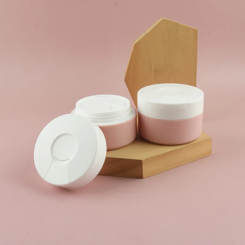 Hot sale plastic cosmetic jar with a spoon cap empty PP skin care face cream jar