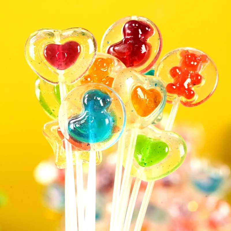Мультяшный фруктовый леденец в форме сердца и цветов кислые пряные конфеты для детей взрослых упаковка коробке