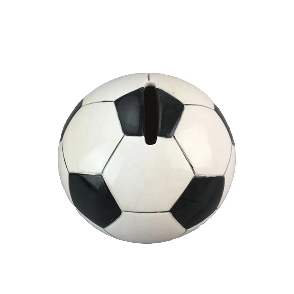 Custom soccer ball sport themed ceramic coin bank/piggy bank