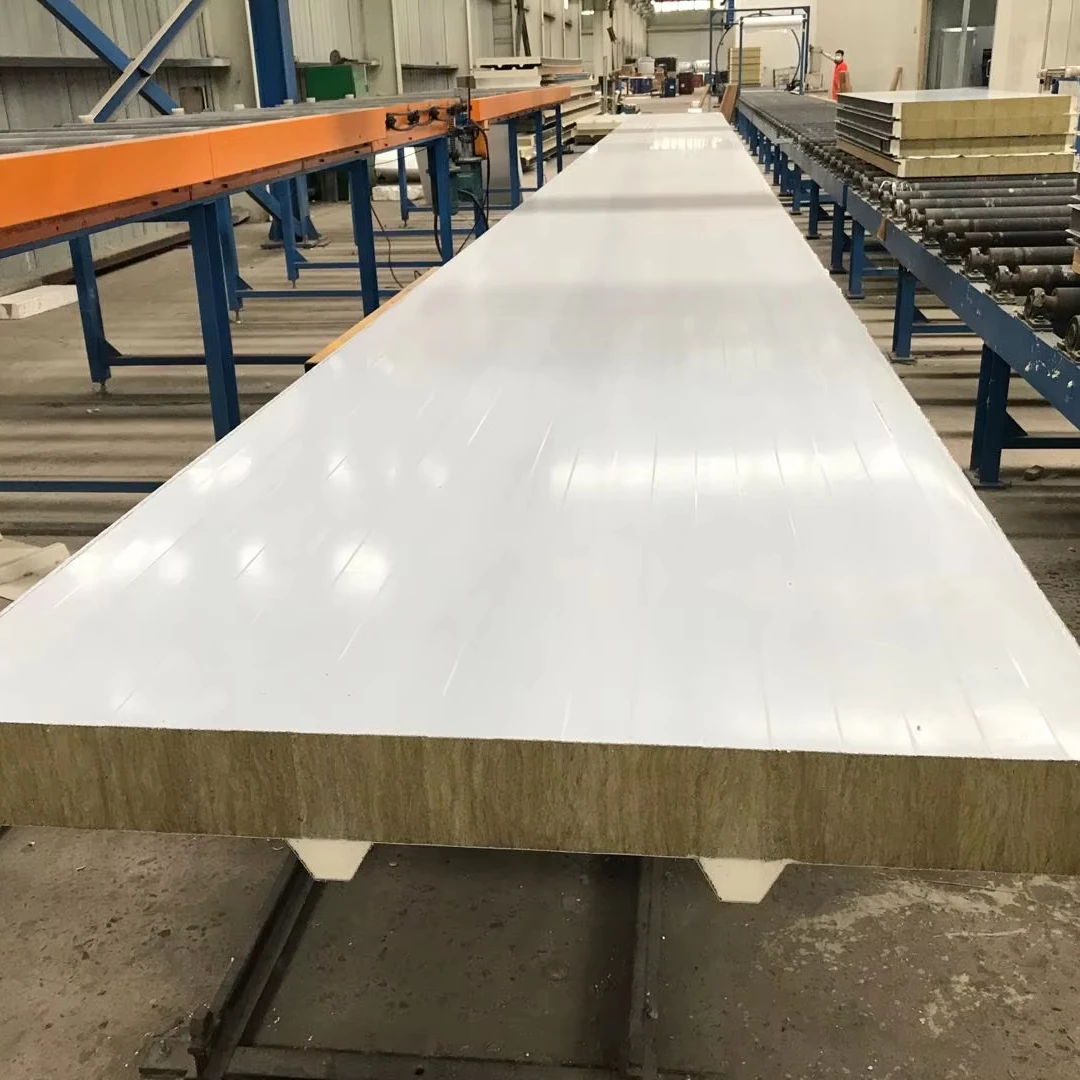 CE certified fireproof and heat-insulating 50-200mm rock wool sandwich panels suitable for building exterior walls