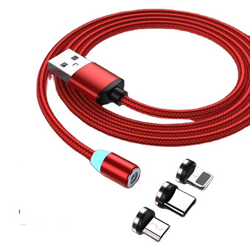 Black Magnetic  Type-c Micro L Connector Usb 3 In 1 Charging Cable