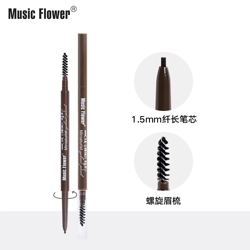 Cosmetic eye makeup Music Flower hot sale new launch waterproof delicate double end 1.5mm slim tip eyebrow pencil manufacturer