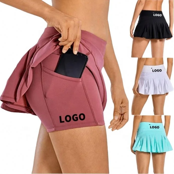 In Stock Mini American Sports Wear Brands Black Set Woman Pleated Tennis Skirt