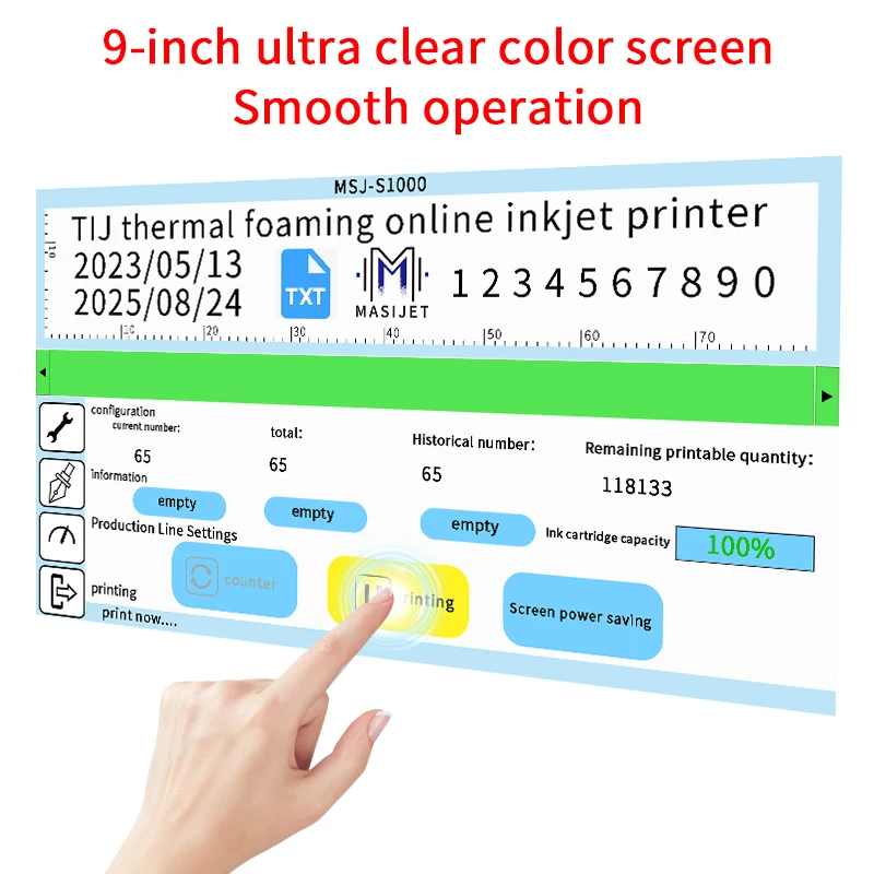 Industrial Inkjet Printer with Touch Screen for Coding Printing on Bottles Wires Cables Eggs Bags Time/Date/Character Related