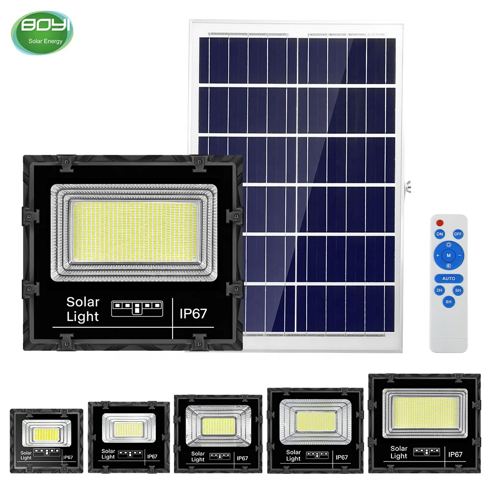 BOYI waterproof abs led solar flood light 500w outdoor with motion sensor
