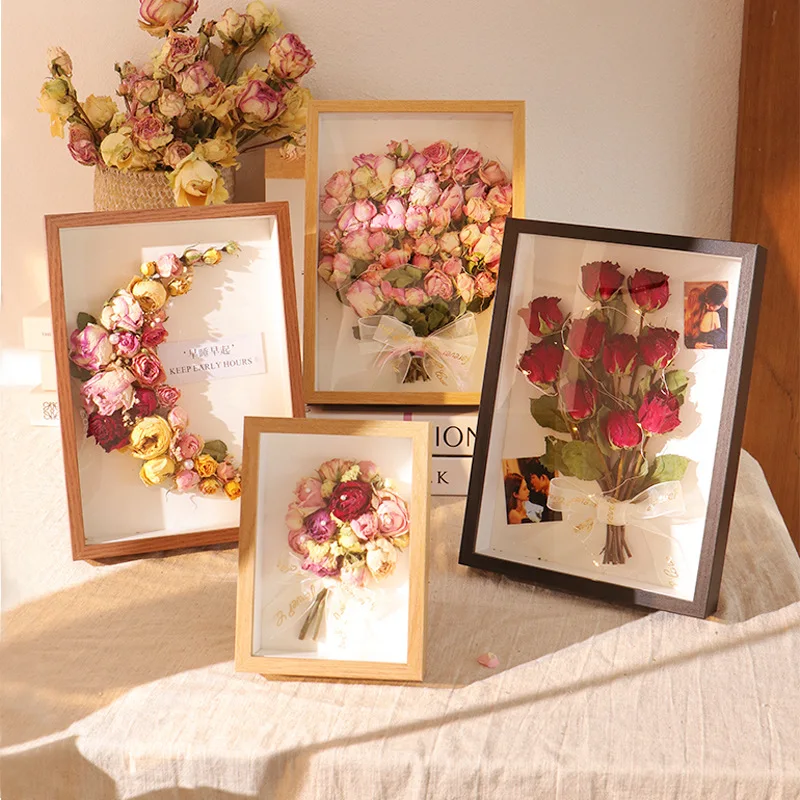 Dried Flower Photo Frame DIY Three-Dimensional Hollow Specimen Finished Flower Preservation Rose Flower Handmade Gift
