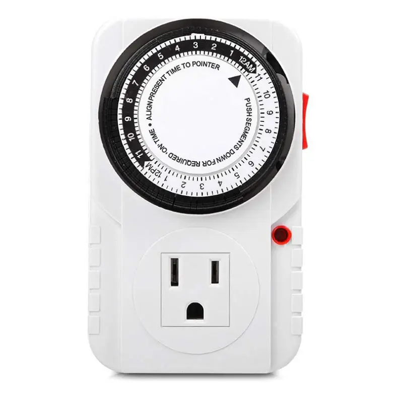 24 Hour Plug-in Mechanical Timer Grounded, Accurate Heavy Duty, 3-Prong for Lamps Fans Christmas String Lights White