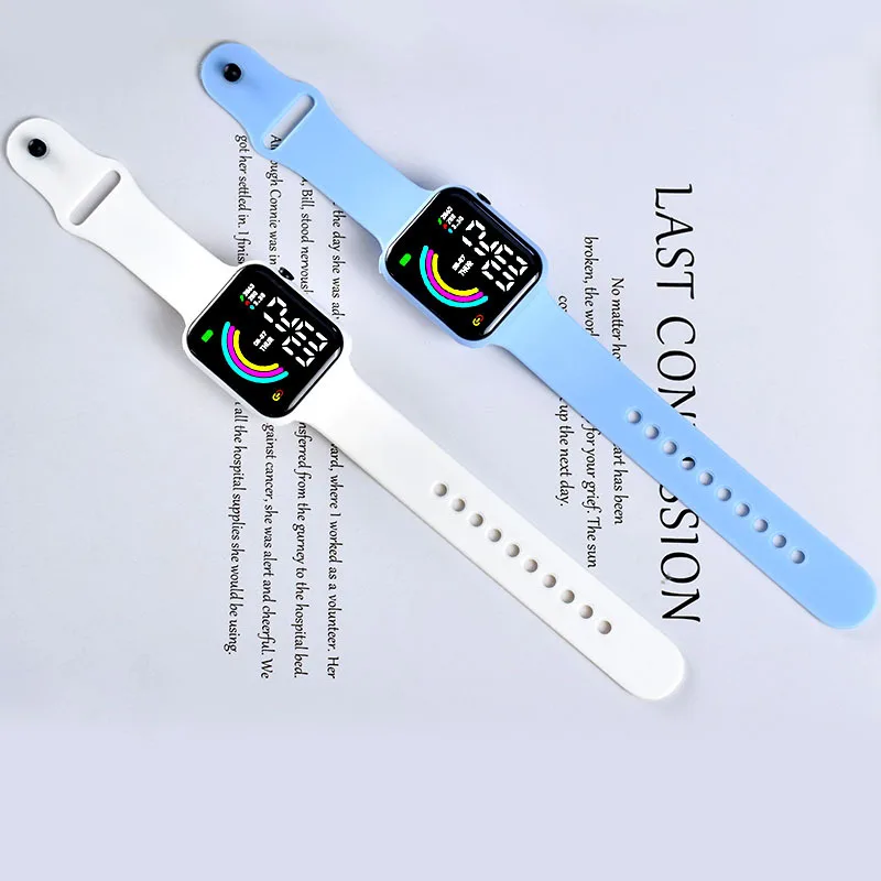 Children Electronic Silicone Band Waterproof Wristwatch Sports Led Digital Watch for Male and Female Students