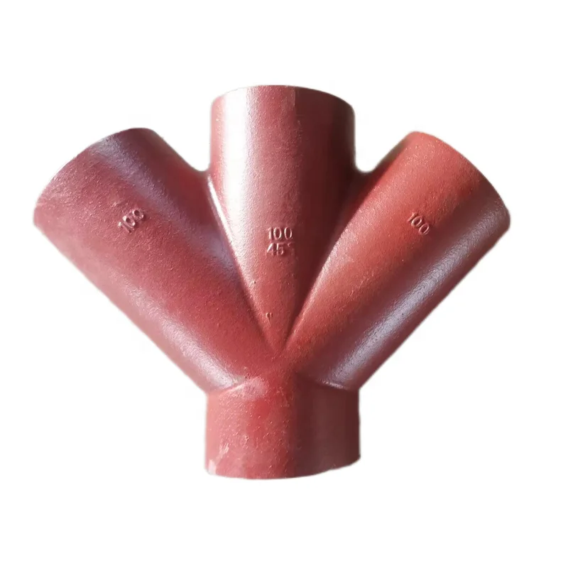 EN877 cast iron fitting DN100X100X100 45dgr double branch