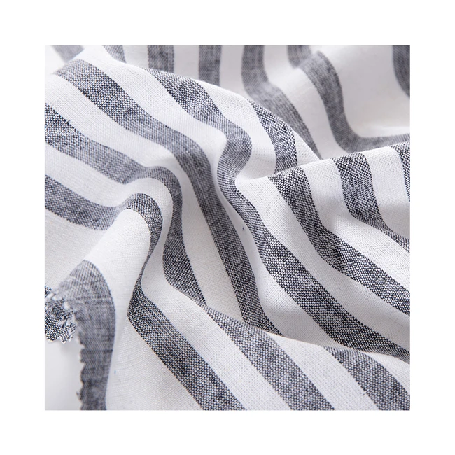 
Modern Design Black and White Striped fabric linen and rayon fabric 