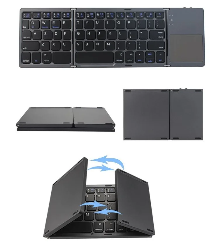 Trackpad Keyboard Supports Three System Foldable Thin Mini  BT Keyboard