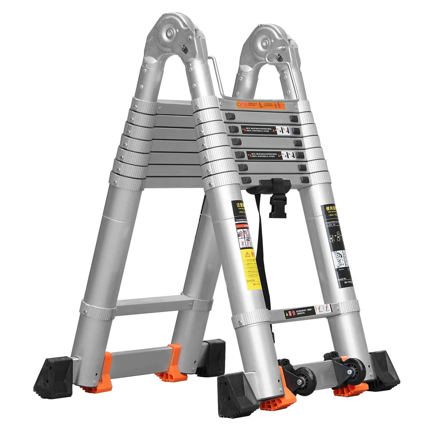 Anodizing aluminum multifunctional commercial folding telescopic ladder