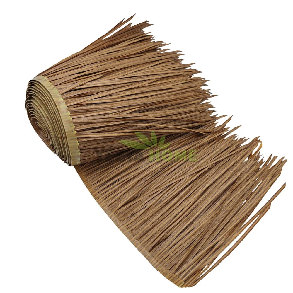 Самая дешевая искусственная пластиковая плитка Tiki Palm солома соломенная крыша Полиэтиленовая для покрытия пляжный зонт коттедж