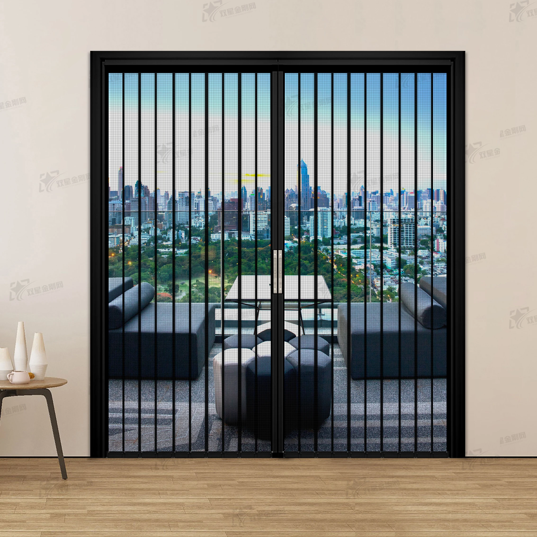 Folding Screen Door Retractable Mesh Door Space-Saving Insect-Proof Door for Home and Office