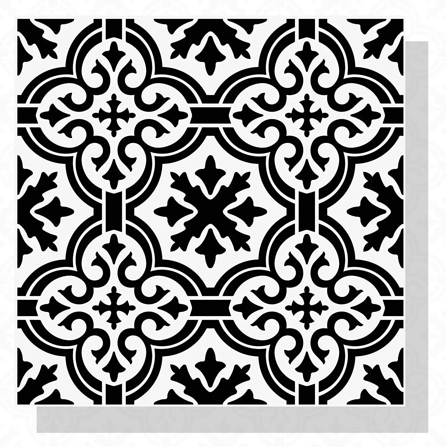 4 Pieces Mandala Floor Tile Stencil 12x12 Inch, Mexican Wall Stencils for Painting Large Pattern, Moroccan Concrete Stencils for