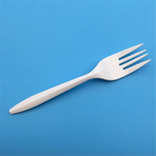 eco friendly cpla plastic biodegradable pink disposable spork bread knife spoon and fork cutlery set