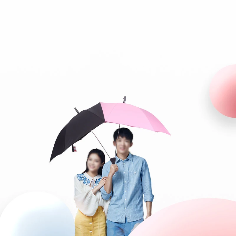 DD1783   Fashion Two Person Custom Umbrellas Straight Rod Advertising Color Matching Rain Parasol Double Lovers Umbrella