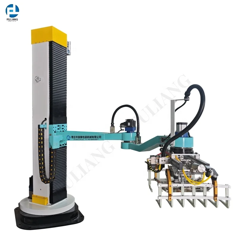 High Quality Fully Automatic Column Palletizing 25kg-50kg Woven Bags Pallet Plastic Pellets Feed Barrel Column Palletizer