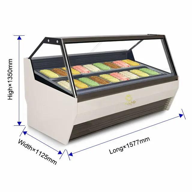 Showcase High Quality Fridge Freezer Chiller Glass Shop Ice Cream Counter Desk Freezer Refrigerate Pastry Fridge Supermarket