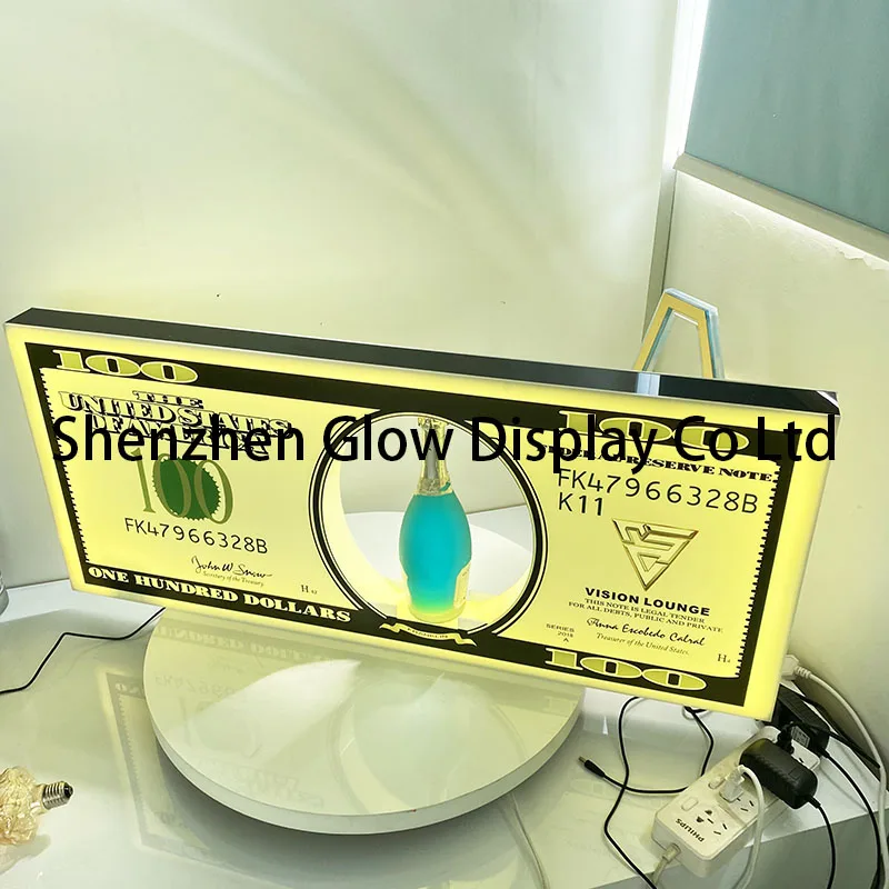 LED SIGN  KING for sparklers 100 DOLLAR BILL BOTTLE PRESENTER GLORIFIER