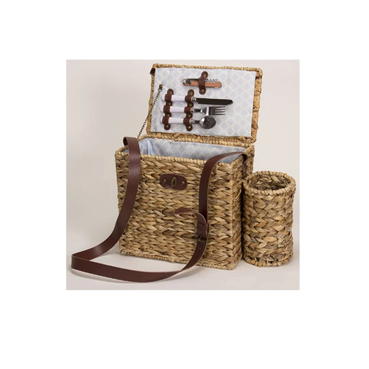 
Household essentials romantic wine caddy natural handmade case container bag wicker picnic basket 