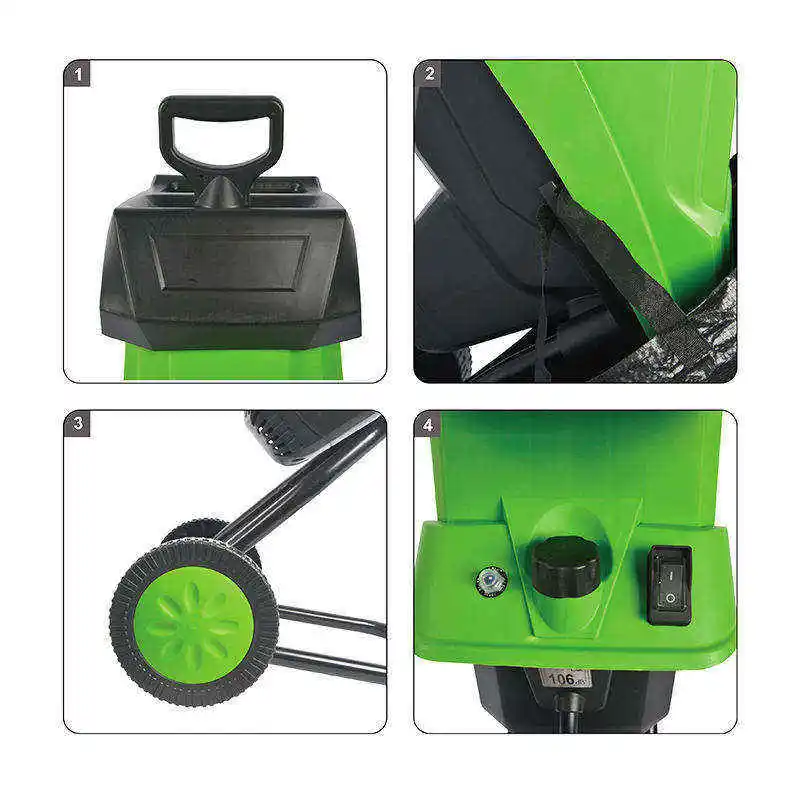 VERTAK electrical 2500W mini broyeur de bois garden wood branch leaf chipper garden shredder With collection bag