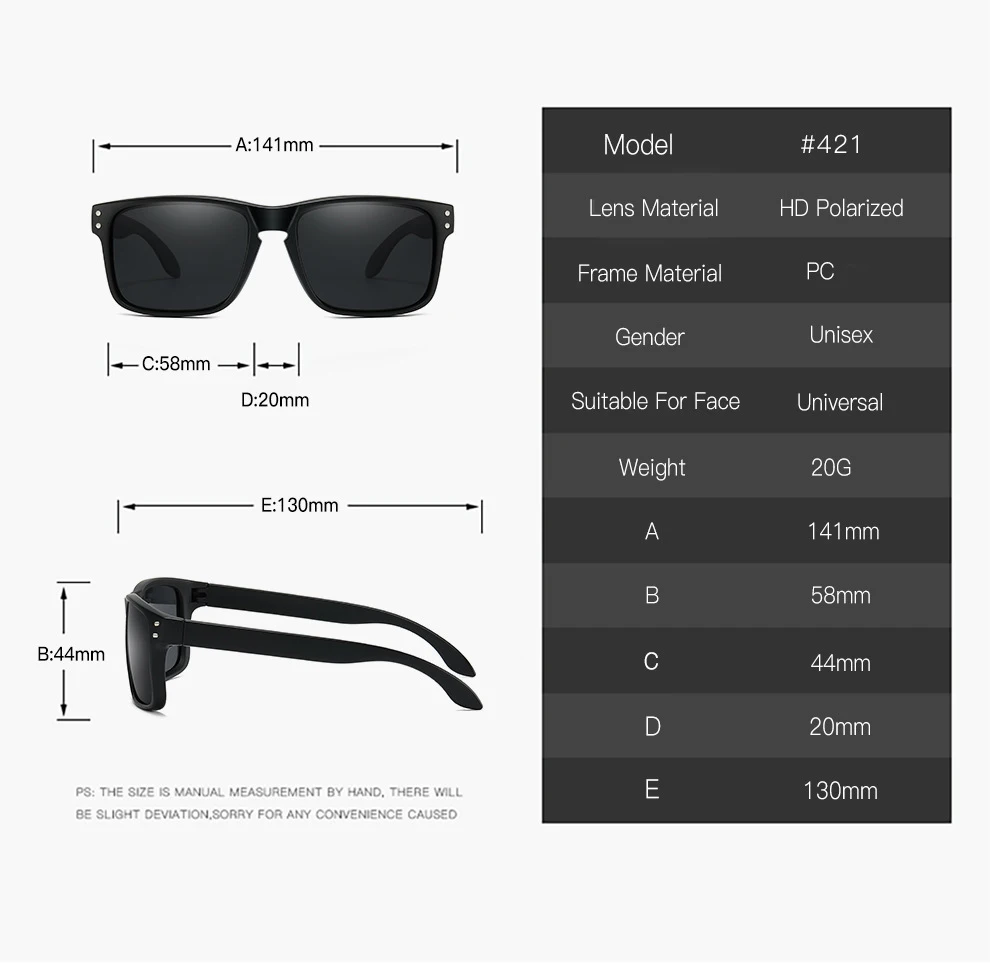 Fashion Uv400 Protection Driving Sunglasses 2023 Tr90 Square Frame Running Glasses Polarized Sport Sunglasses