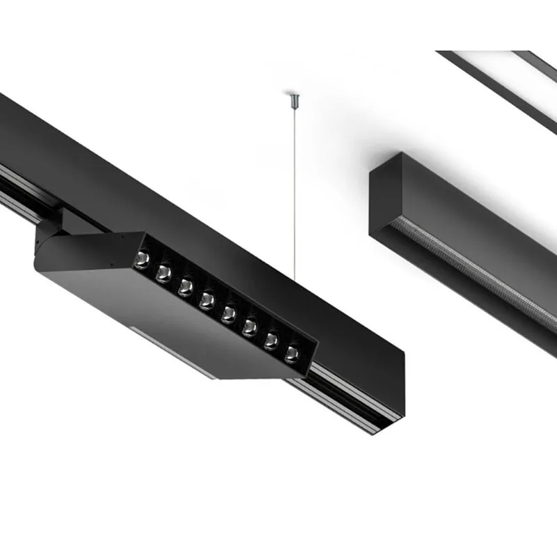 48v Led Track System White Black Ceiling Surface Recessed Hoisting Magnet Light Rail For Magnetic Track Lights