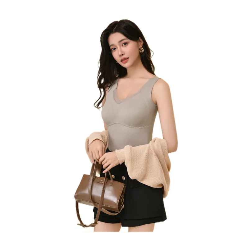 Low price Vest Sexy Beautiful Back Lace V-neck design, soft and skin friendly Graphene heim cashmere fabric High stretch