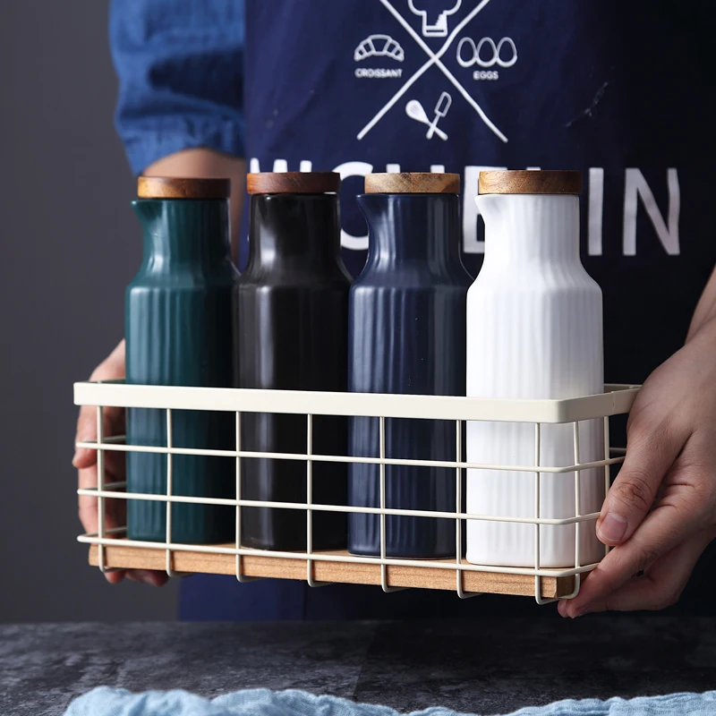 Белая керамическая бутылка для соевого соуса и масла банка приправ кухонная