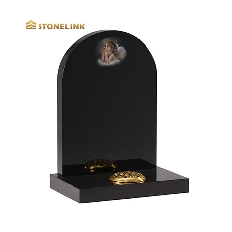Stonelink Custom Beautiful Design Monuments Absolute Black Granite Tombstone Headstone For Grave