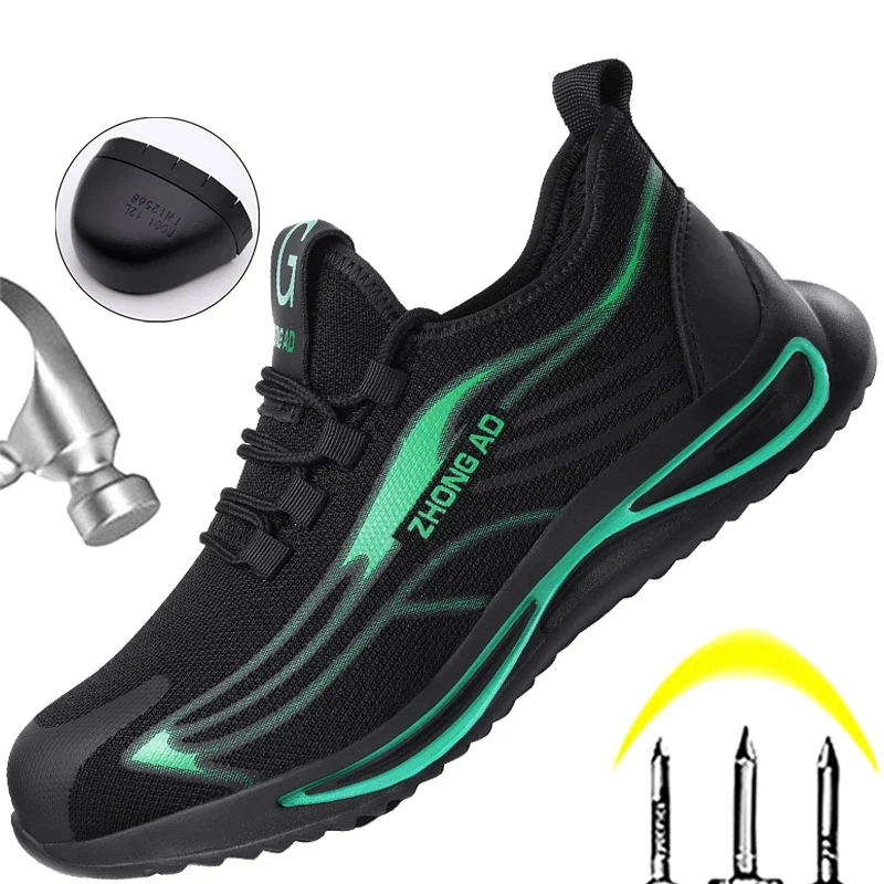 Safety Shoes Men Steel Toe Boots Anti-Smashing  Indestructible Work Sneakers Breathable Men Composite Toe