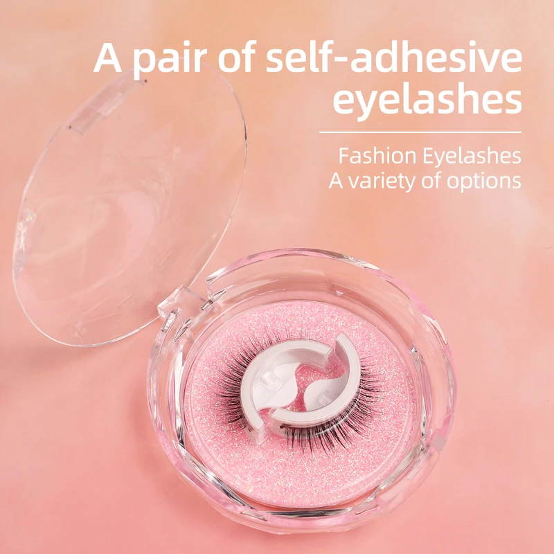 Wholesale 1 Pairs Glue Free Eyelash Reusable Self Adhesive Eyelashes Customized Individual Classic No Glue Eyelashes Extensions