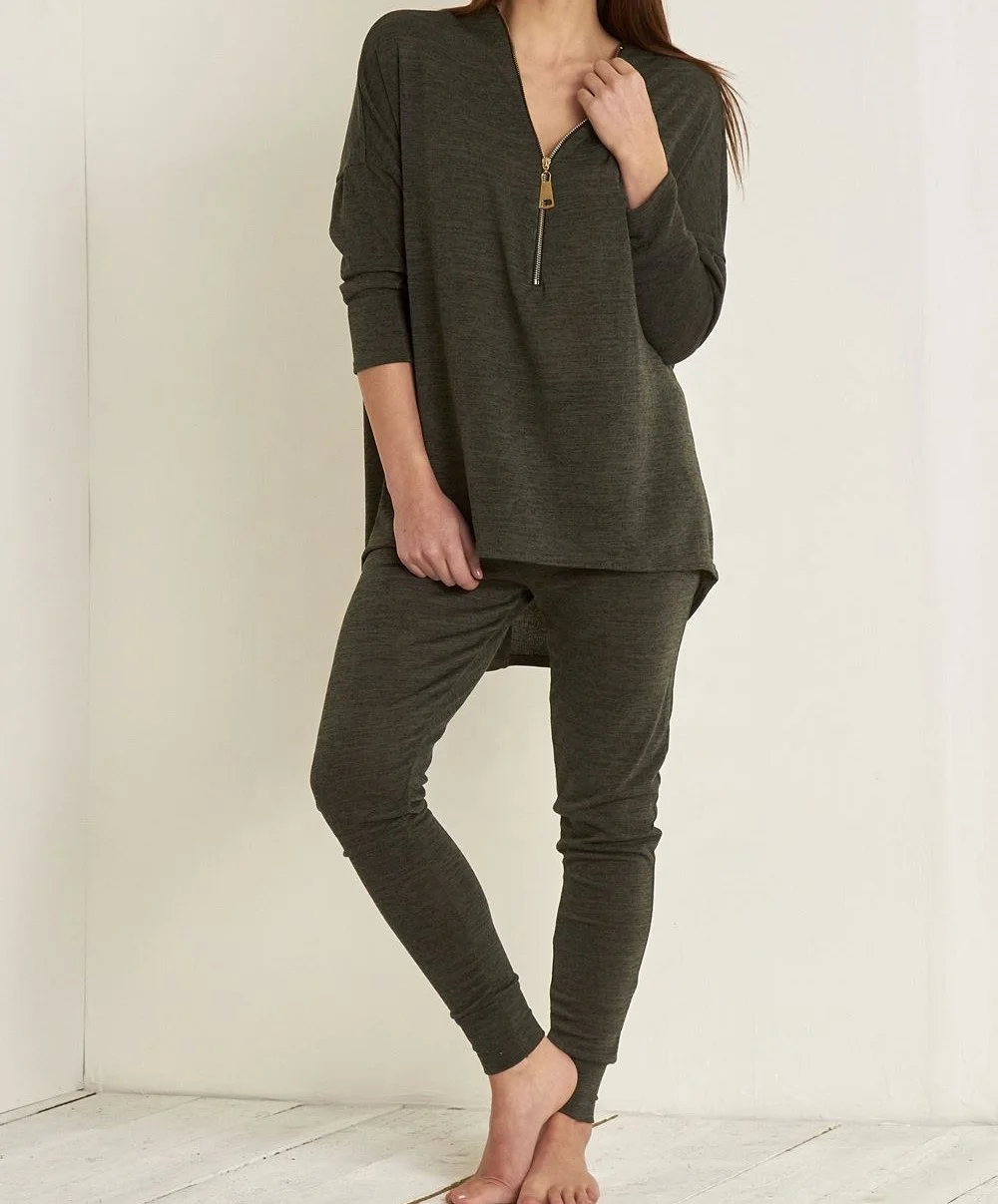 
High Quality Women Customized Design Wholesale Clothing Zipper Up Long Pajamas 