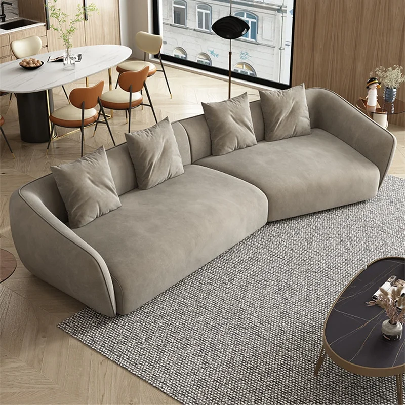 Nordic simple arc living room sofa Italian light luxury special-shaped fabric combined sofa