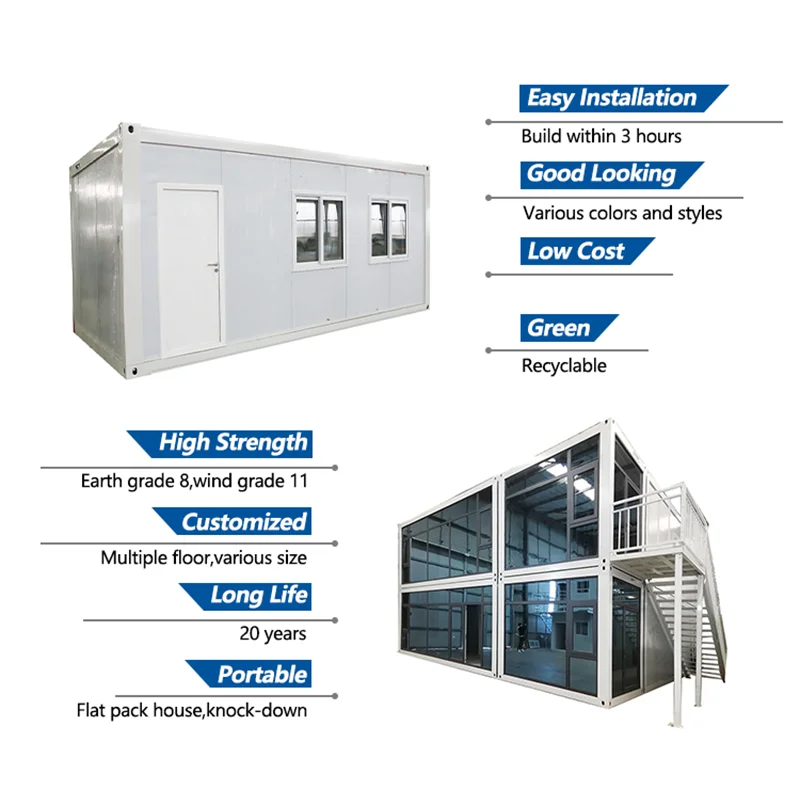 Reusable Flat Pack Building Portable Cabin Flat Pack Worker Camp Flat Pack Container Container House