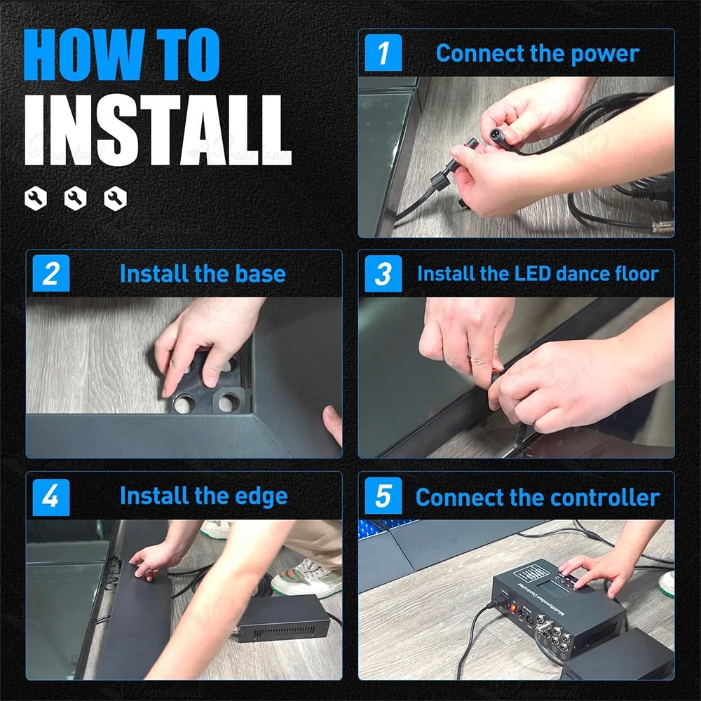 Infinity Fast Setup Dj Light 2ft By 2ft Wireless 3d Mirror Magnet Led Dance Floor