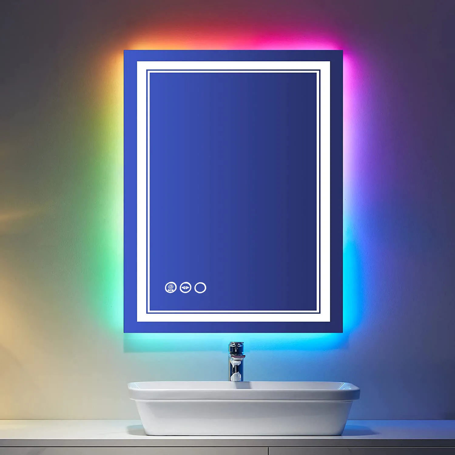 Отель с подсветкой передний свет RGB 24 цвета CCT сенсорный диммер противотуманная Кнопка светодиодное зеркало для ванны