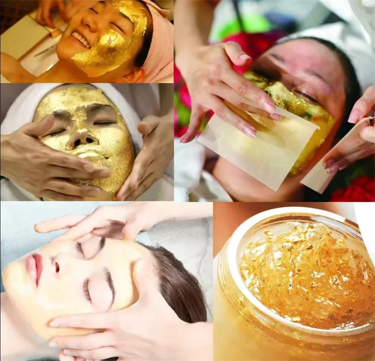 High Quality 25Sheets/Booklet 24K Gold Foil Mask 8*8 cm Pure Gold Leaf Facial Mask For Skin Care