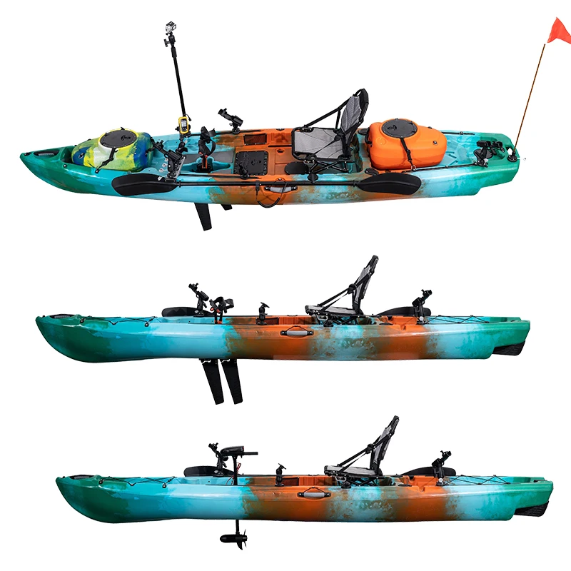 Kayak Fishing Pedal Drive or Electric Motor 12ft Single Seater LLDPE Angler Green Black Sit on Top